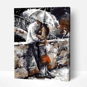 Romantikus csók az esőben felnőtt festő