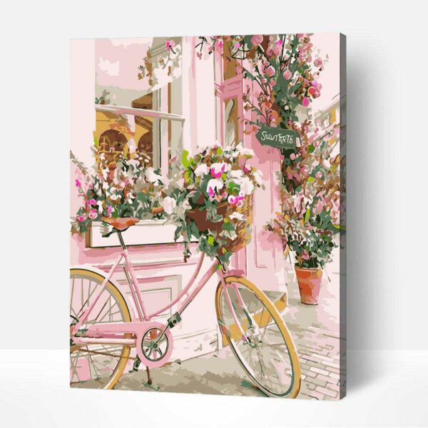 Számozott festő bicikli virágcsokorral