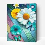 Színes virágok és pillangók