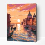 Hajózás a naplemetében számfestő