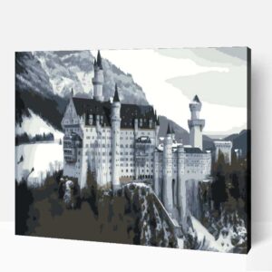 Téli világ neuschwansteini kastély számfestő