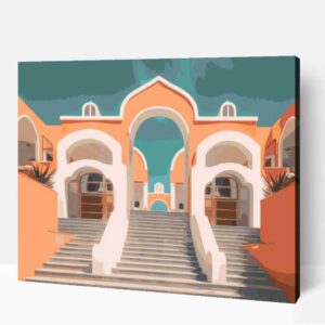 Santorini építészet számfestő