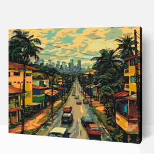 Afrikai város van gogh stílusban  számfestő