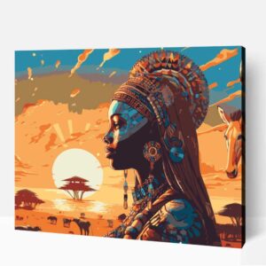 Díszes afrikai nő számfestő