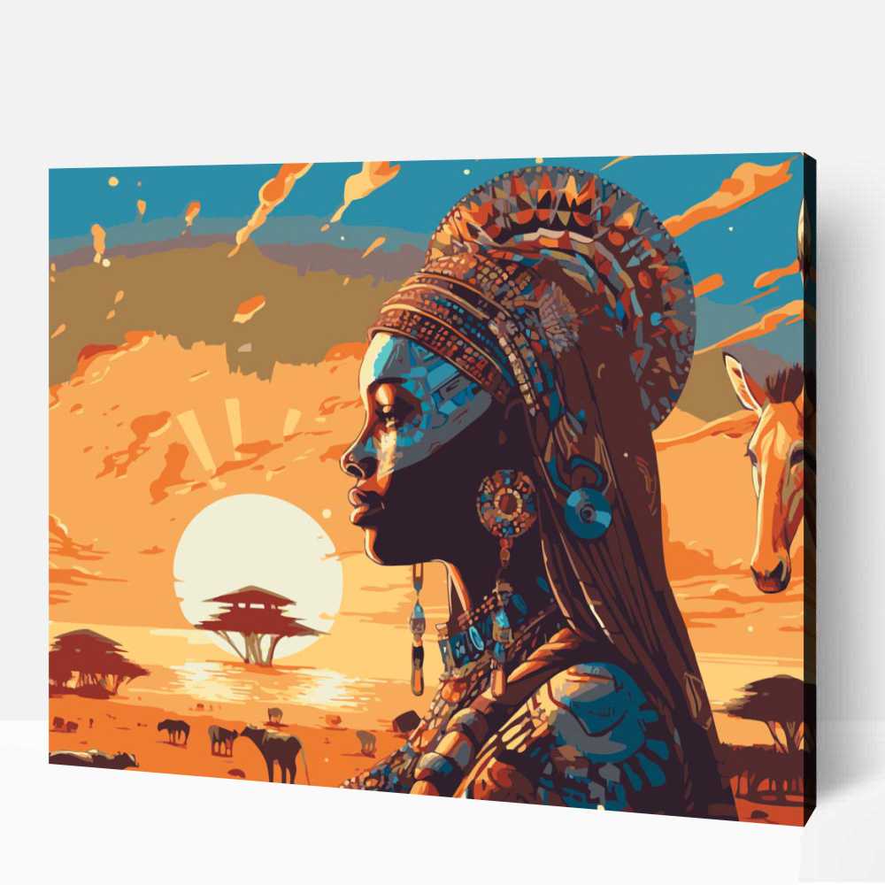 Díszes afrikai nő számfestő 1 Díszes afrikai nő számfestő