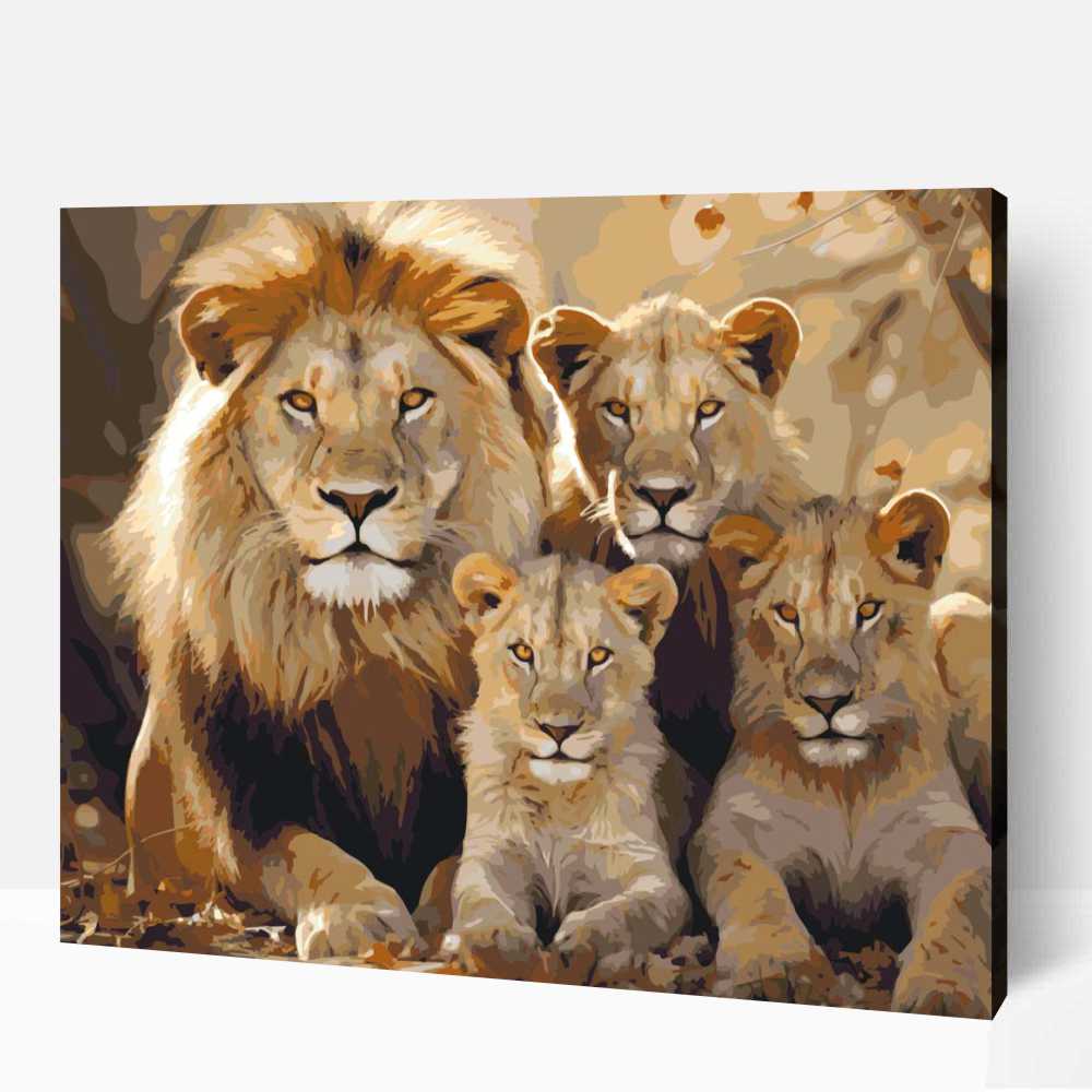 Oroszlán család számfestő 1 Oroszlán család számfestő