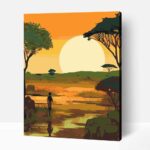 Szavanna tájkép vágyakozás számfestő