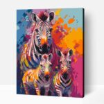 Színes zebra család számfestő