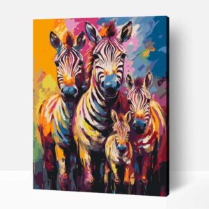 Színes zebra család2 számfestő
