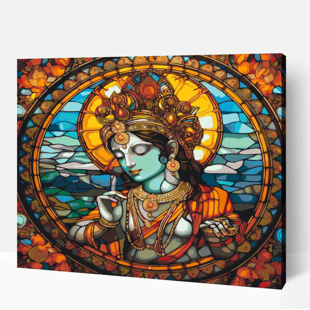 Üveg mandala Krishna számfestő