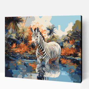Zebra fürdőzés számfestő