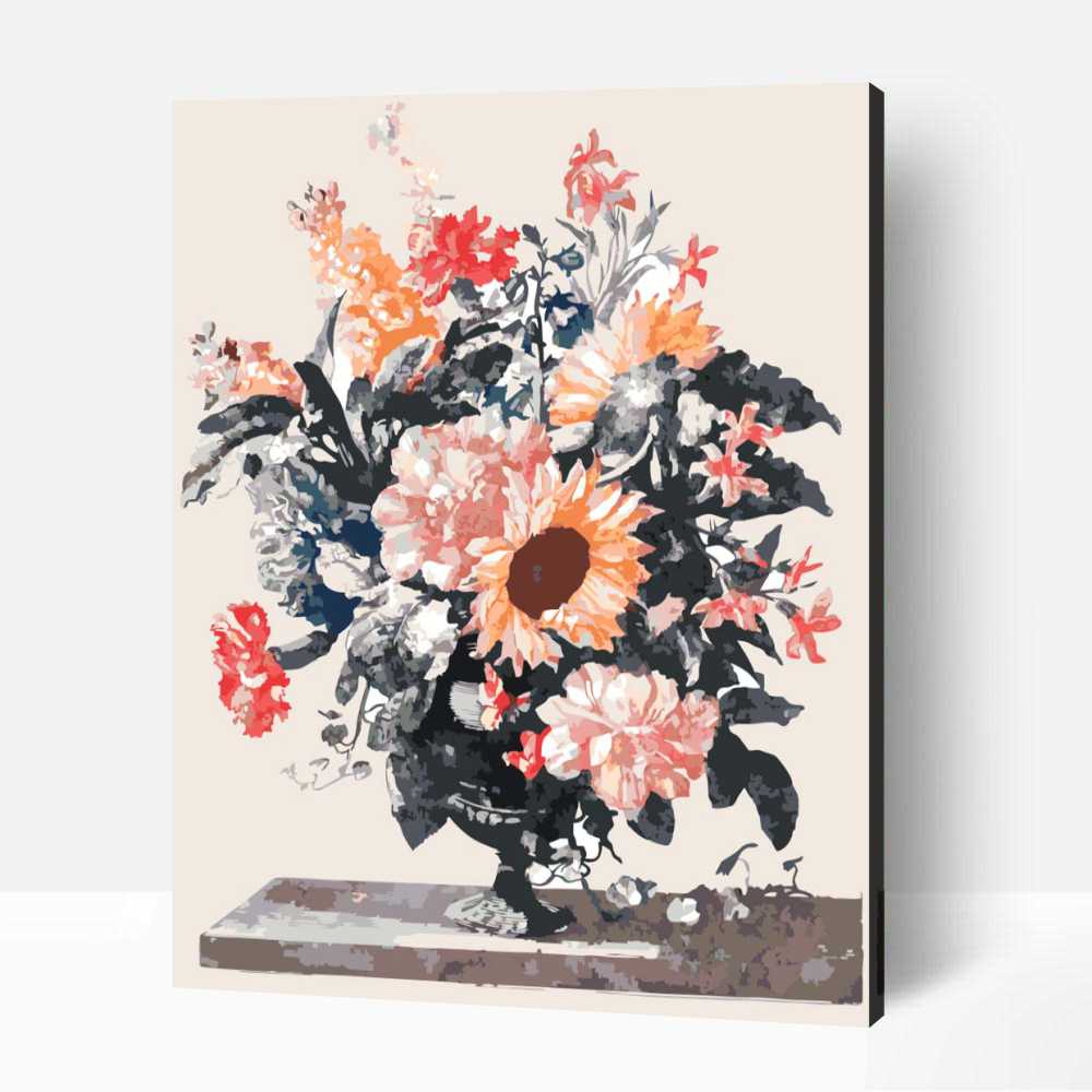 Johan Teyler Kőváza napraforgókkal és szegfűvel számfestő 1 Johan Teyler Kőváza napraforgókkal és szegfűvel számfestő