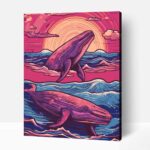 Absztrakt színes bálnák számfestő