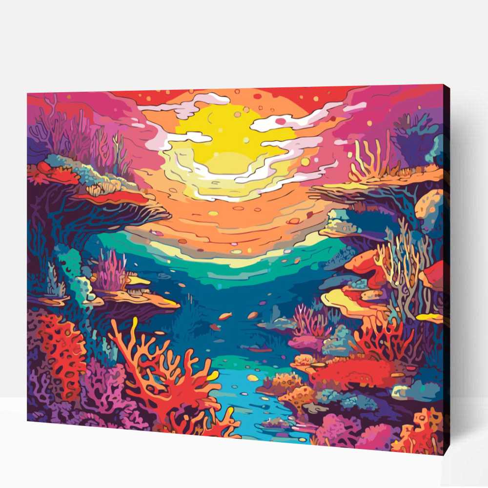 Naplemente a koralloknál számfestő 1 Naplemente a koralloknál számfestő