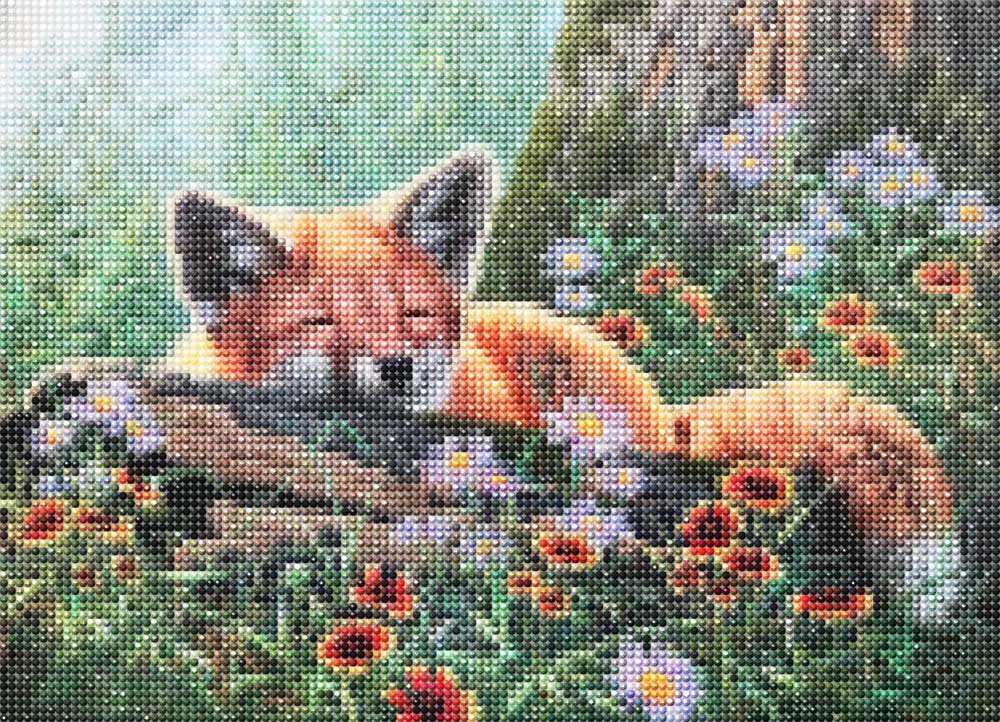 Alvó róka gyémántfestő (40x50 cm) számozott kifestő