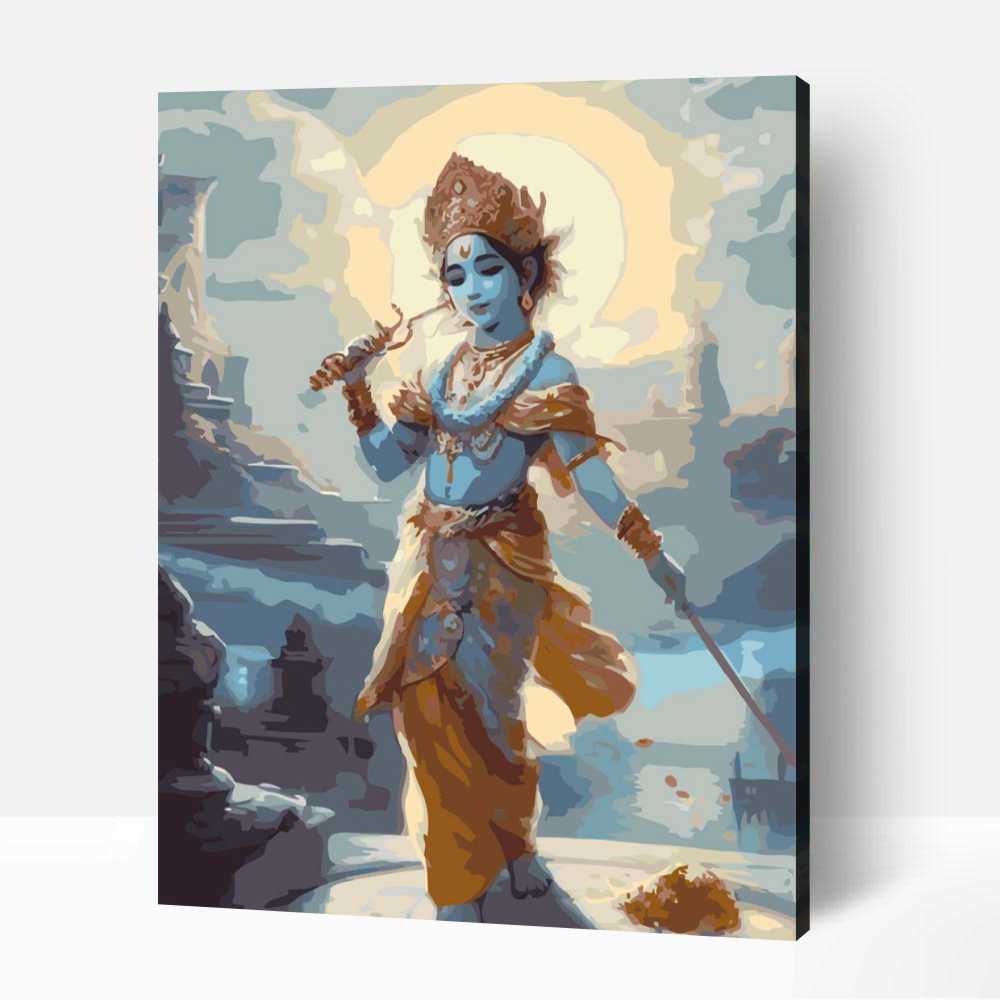 Krishna isten a napfelkeltében számfestő 1 Krishna isten a napfelkeltében számfestő