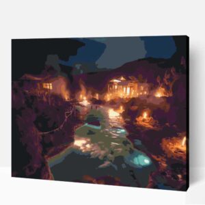 Éjszakai fürdőzés számfestő