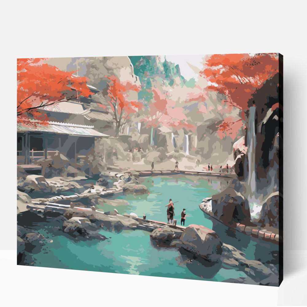 Japán forró fürdő számfestő 1 Japán forró fürdő számfestő