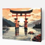 Napfelkelte egy torii kapu felett számfestő