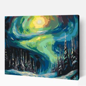 Absztrakt sarki fény számfestő