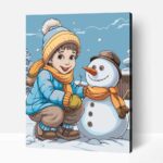 Gyermeki öröm hóember építés  számfestő