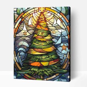 Mozaik karácsonyfa számfestő