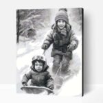 Rajz szánkózás számfestő