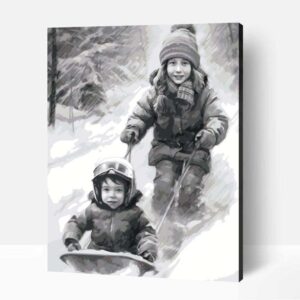 Rajz szánkózás számfestő