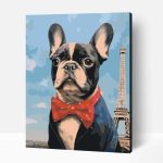 Francia bulldog párizsban számfestő