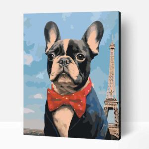 Francia bulldog párizsban számfestő