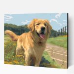 Golden retriever a szabadban számfestő