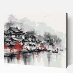 Ink festészet kínai város számfestő