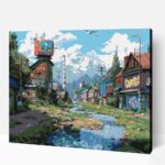 Elhagyott modern város számfestő