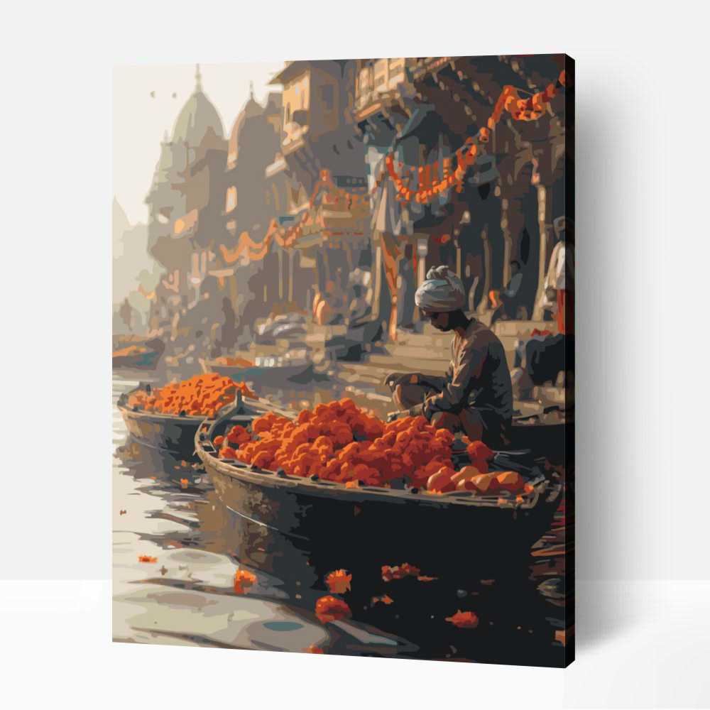Partmenti város Varanasi számfestő 1 Partmenti város Varanasi számfestő