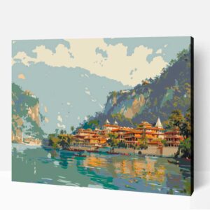 Rishikesh a Gangesz partján számfestő