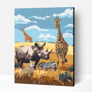 Állatok a szavannán számfestő