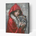 Lány a farkassal számfestő