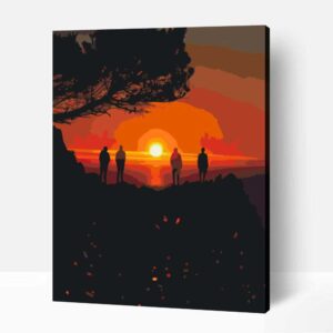 Családi naplemente számfestő