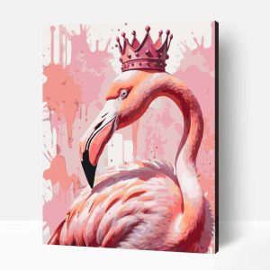 Flamingó koronával számfestő