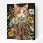 Pop art macska virágokkal számfestő