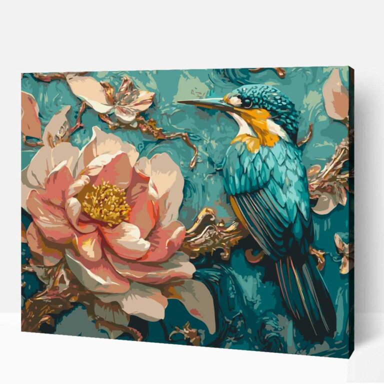 Madár és magnólia számfestő