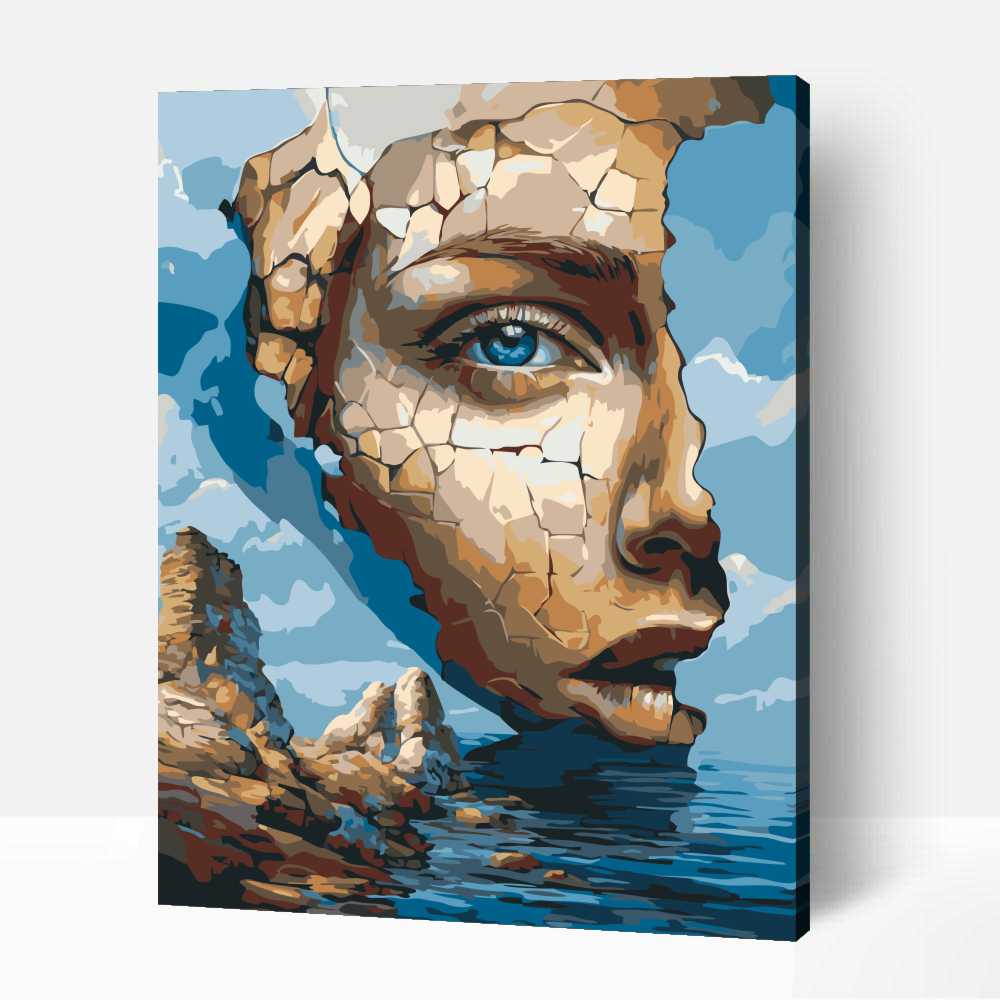 Szikla női tekintettel számfestő 1 Szikla női tekintettel számfestő