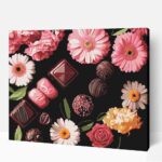 Elegéns csokoládé virágokkal számfestő