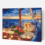 Pezsgős ünneplés a hajón számfestő