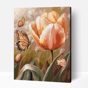 Tulipán pillangóval számfestő