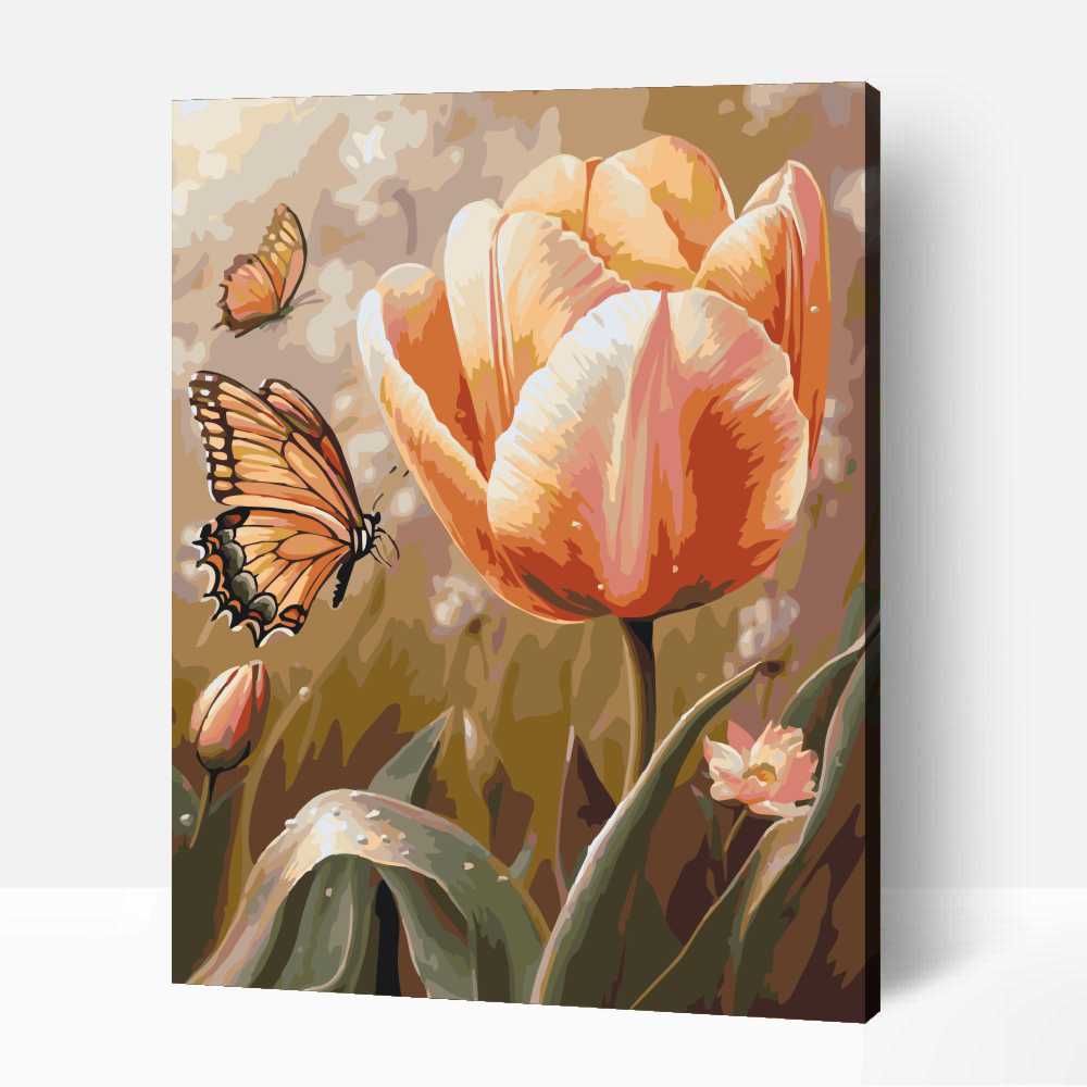 Tulipán pillangóval számfestő 1 Tulipán pillangóval számfestő