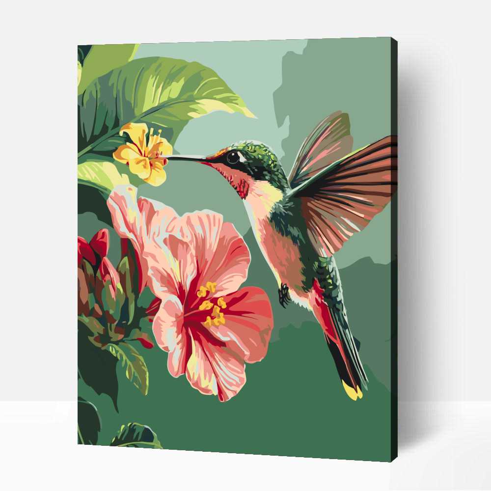 Kolibri hibiszkusszal számfestő 1 Kolibri hibiszkusszal számfestő