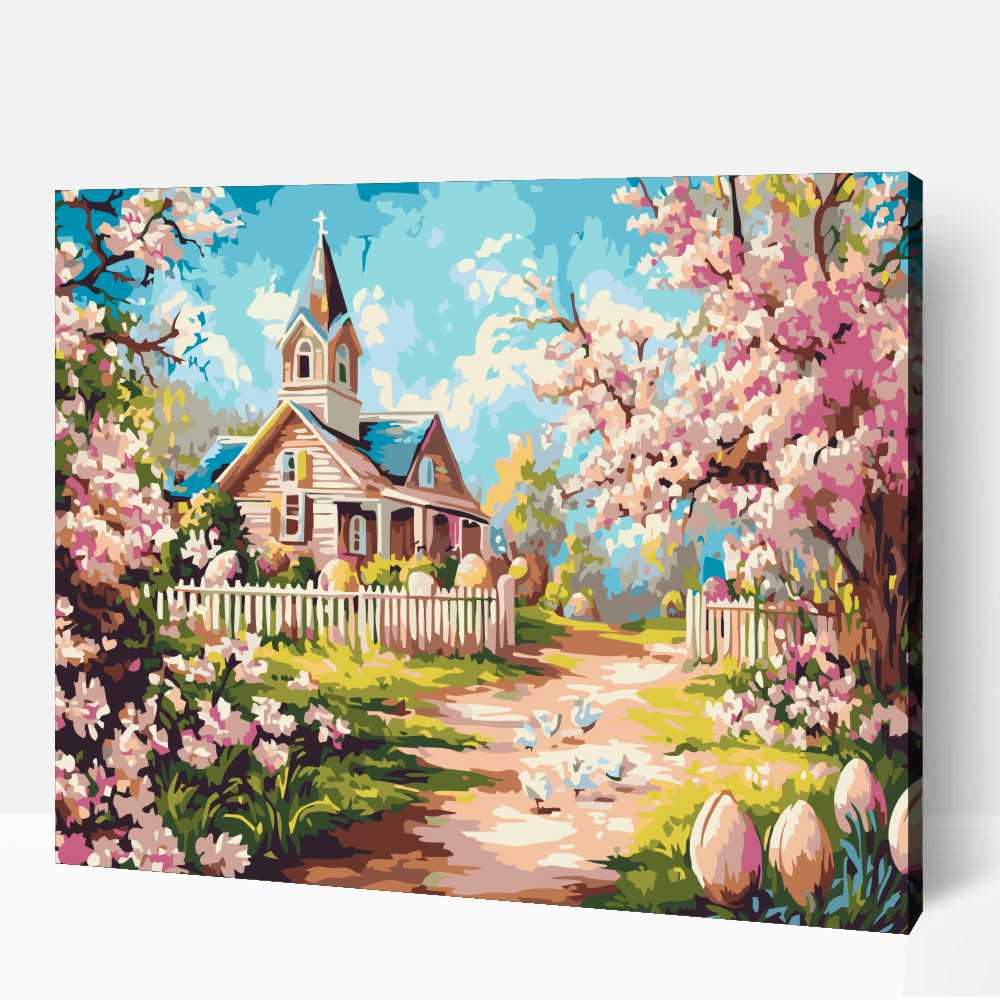 Vidéki tavasz húsvétkor számfestő 1 Vidéki tavasz húsvétkor számfestő