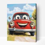 Kis piros autó számfestő