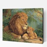 Oroszlán apa és kölyke számfestő